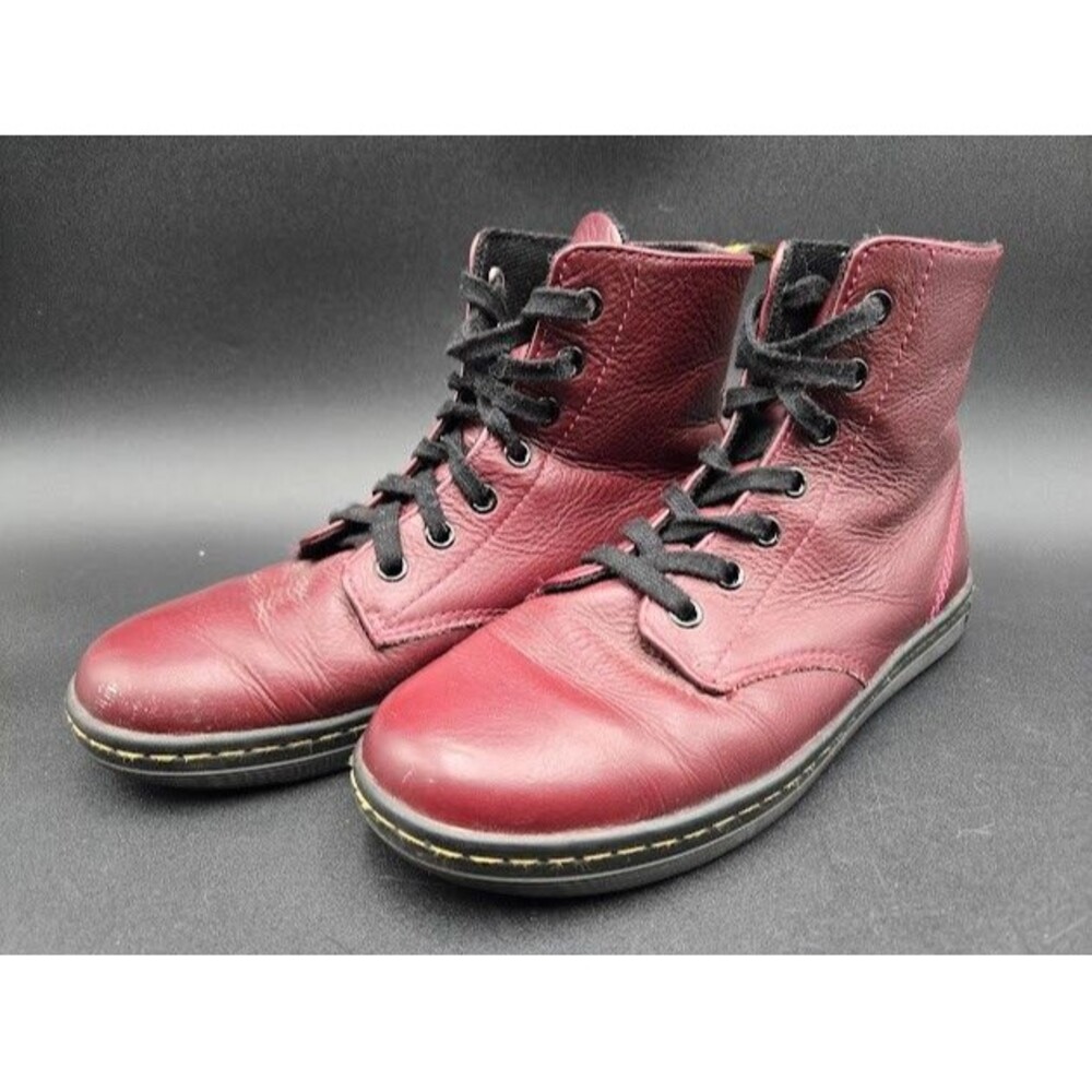 Dr Martens Boots Womens 7  Leyton Air Wair Combat Oxblood Red Leather